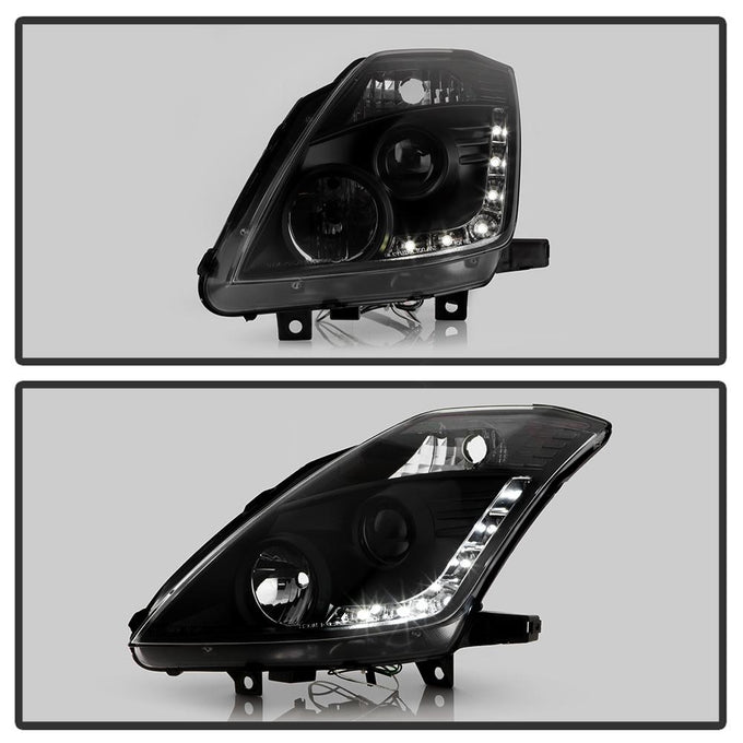 DRL Black Projector Headlights <br>06-08 Nissan 350Z