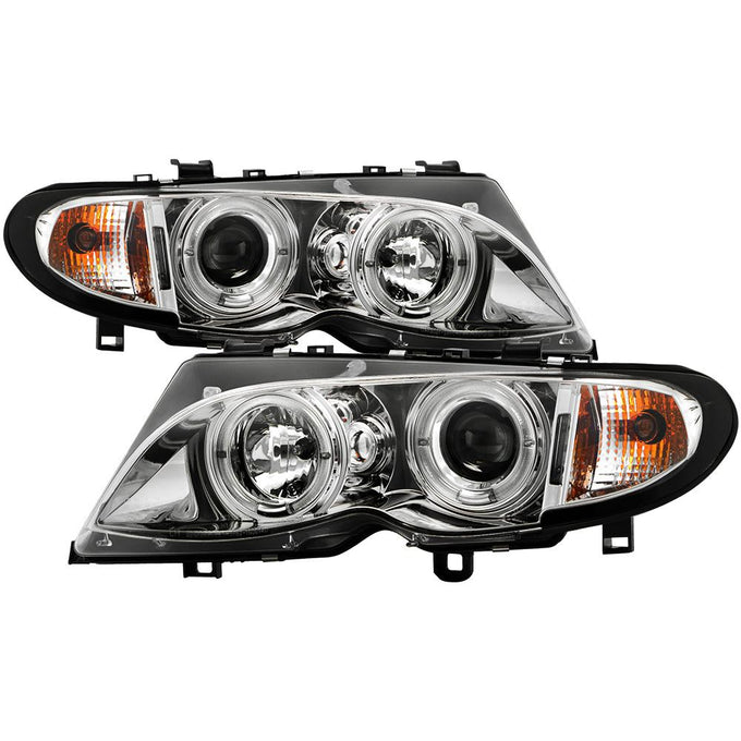 LED Halo Chrome Projector Headlights 1PC <br>02-05 BMW 325i 325xi 330i 330xi 320i