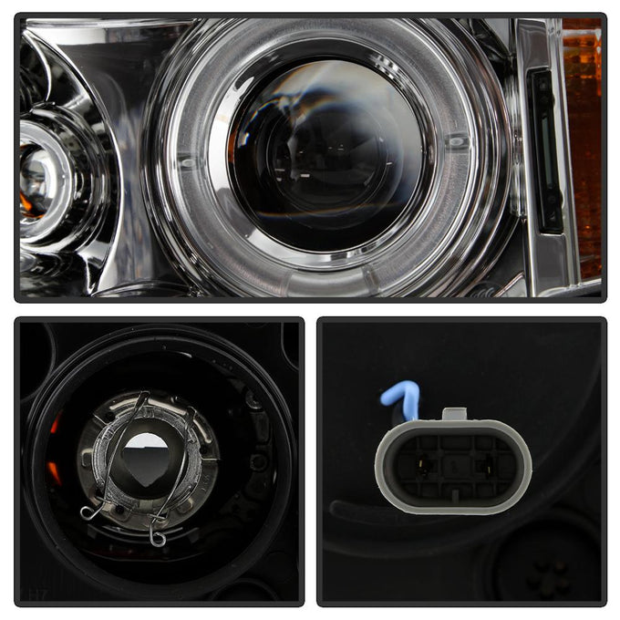 LED Halo Chrome Projector Headlights 1PC <br>02-05 BMW 325i 325xi 330i 330xi 320i