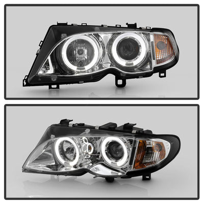 LED Halo Chrome Projector Headlights 1PC <br>02-05 BMW 325i 325xi 330i 330xi 320i