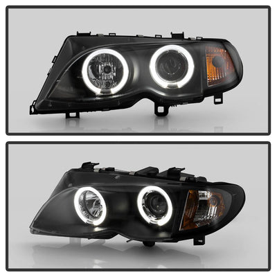 LED Halo Black Projector Headlights 1PC <br>02-05 BMW 325i 325xi 330i 330xi 320i