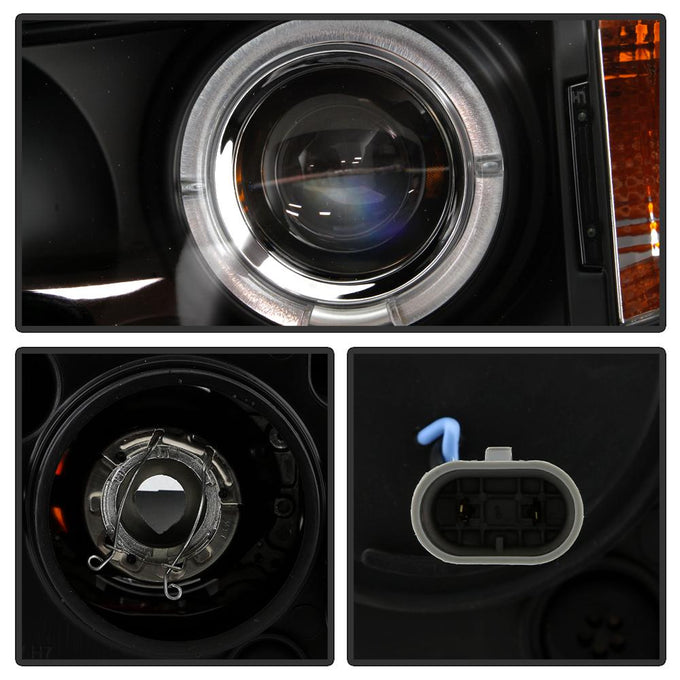 LED Halo Black Projector Headlights 1PC <br>02-05 BMW 325i 325xi 330i 330xi 320i