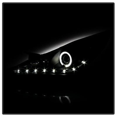 LED Halo Black DRL Projector Headlights <br>11-13 Hyundai Sonata