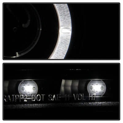 LED Halo Black DRL Projector Headlights <br>11-13 Hyundai Sonata