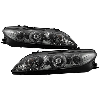 LED Halo Smoke DRL Projector Headlights <br>03-05 Mazda 6