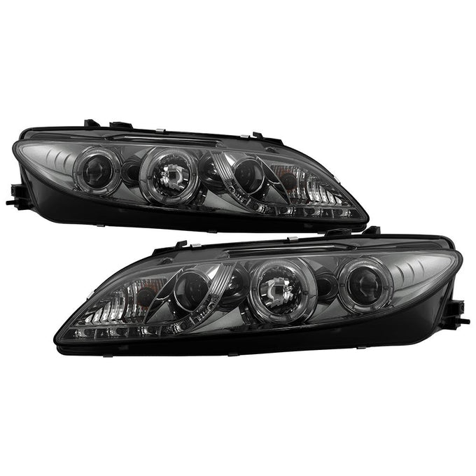 LED Halo Smoke DRL Projector Headlights <br>03-05 Mazda 6