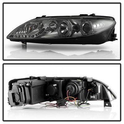 LED Halo Smoke DRL Projector Headlights <br>03-05 Mazda 6