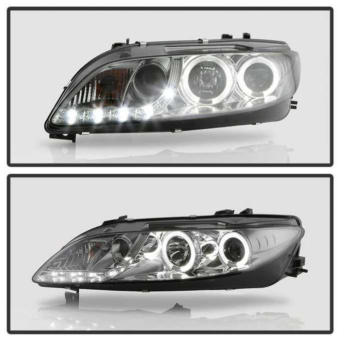 LED Halo Smoke DRL Projector Headlights <br>03-05 Mazda 6