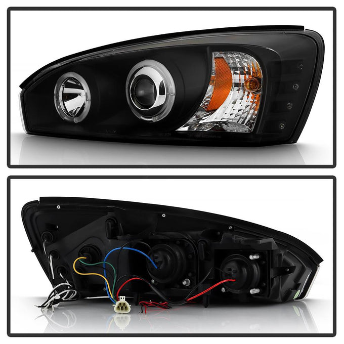 LED Halo Black DRL Projector Headlights <br>04-07 Chevrolet Malibu