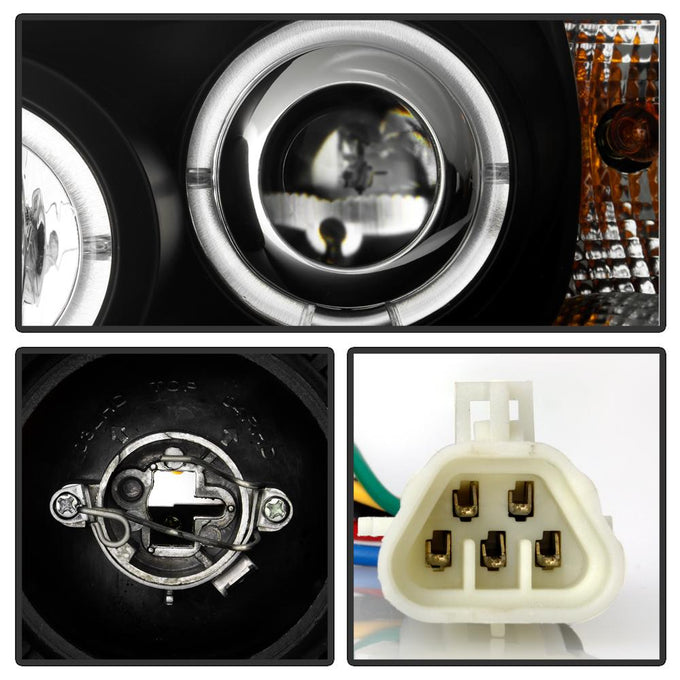 LED Halo Black DRL Projector Headlights <br>04-07 Chevrolet Malibu