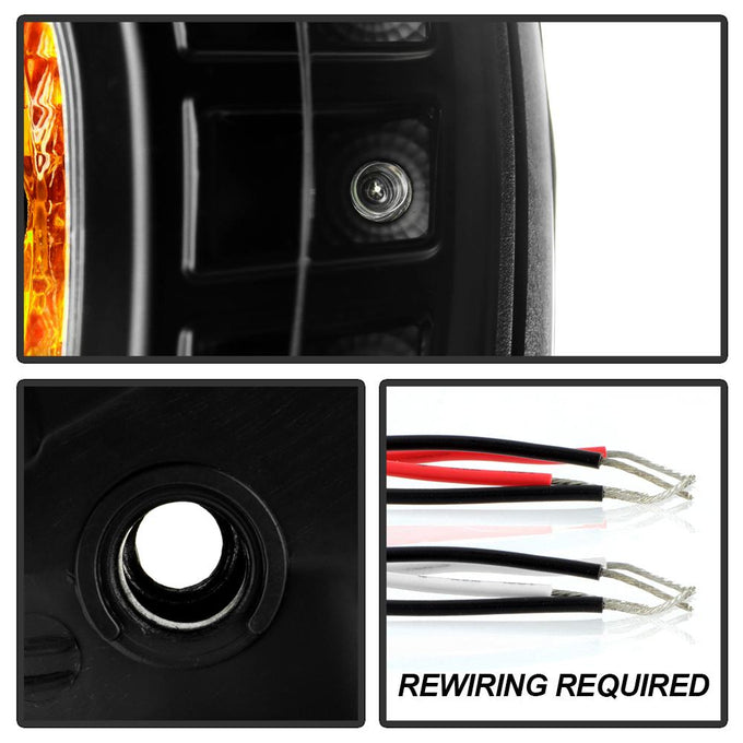 LED Halo Black DRL Projector Headlights <br>04-07 Chevrolet Malibu
