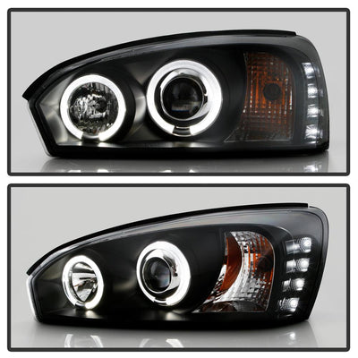 LED Halo Black DRL Projector Headlights <br>04-07 Chevrolet Malibu