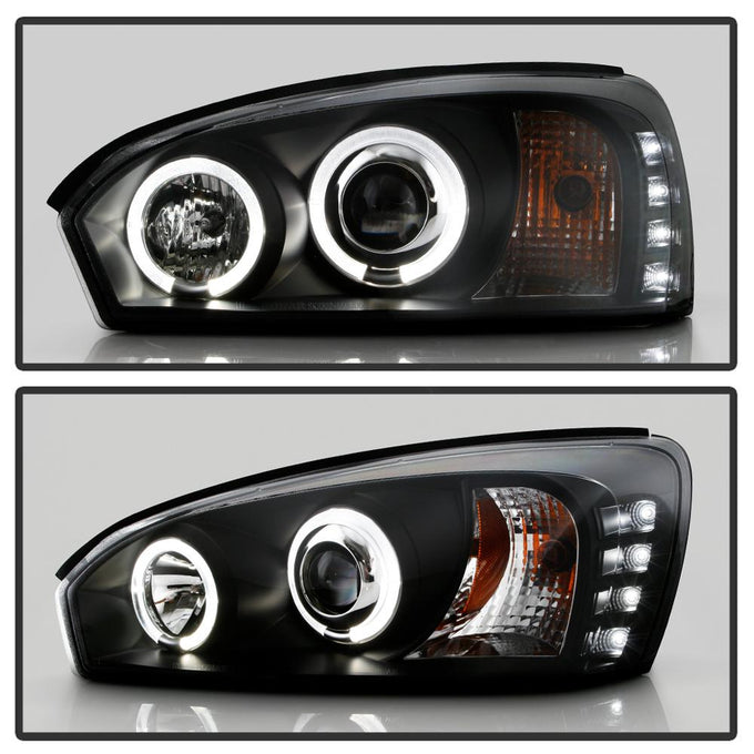 LED Halo Black DRL Projector Headlights <br>04-07 Chevrolet Malibu