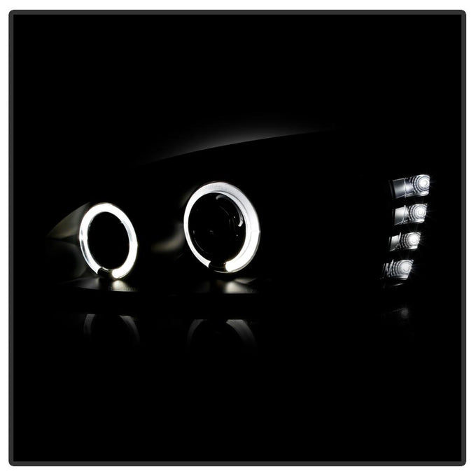LED Halo Black DRL Projector Headlights <br>04-07 Chevrolet Malibu