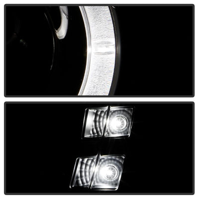 LED Halo Black DRL Projector Headlights <br>04-07 Chevrolet Malibu
