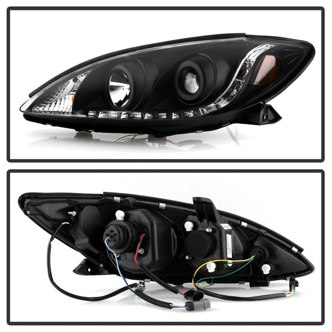 DRL Black Projector Headlights <br>02-06 Toyota Camry