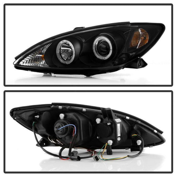 LED Halo Black Projector Headlights <br>02-06 Toyota Camry