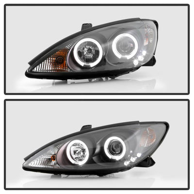 LED Halo Black Projector Headlights <br>02-06 Toyota Camry
