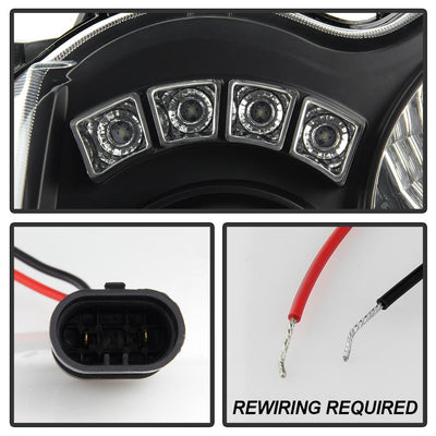 LED Halo Black Projector Headlights <br>08-10 Jeep Grand Cherokee