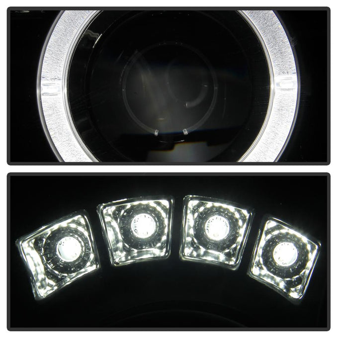 LED Halo Black Projector Headlights <br>08-10 Jeep Grand Cherokee