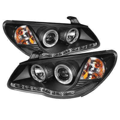 LED Halo Black DRL Projector Headlights <br>07-10 Hyundai Elantra