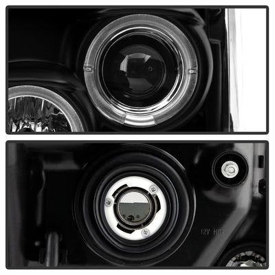 LED Halo Black DRL Projector Headlights <br>11-16 Ford F-250 F-350 F-450 Super Duty