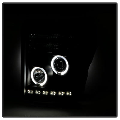 LED Halo Black DRL Projector Headlights <br>11-16 Ford F-250 F-350 F-450 Super Duty