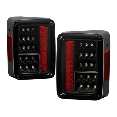 Black LED Tail Lights <br>07-17 Jeep Wrangler 18 Jeep Wrangler JK