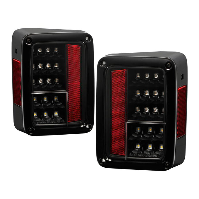 Black LED Tail Lights <br>07-17 Jeep Wrangler 18 Jeep Wrangler JK