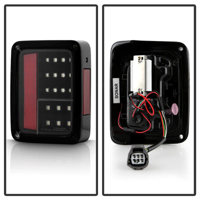 Black LED Tail Lights <br>07-17 Jeep Wrangler 18 Jeep Wrangler JK