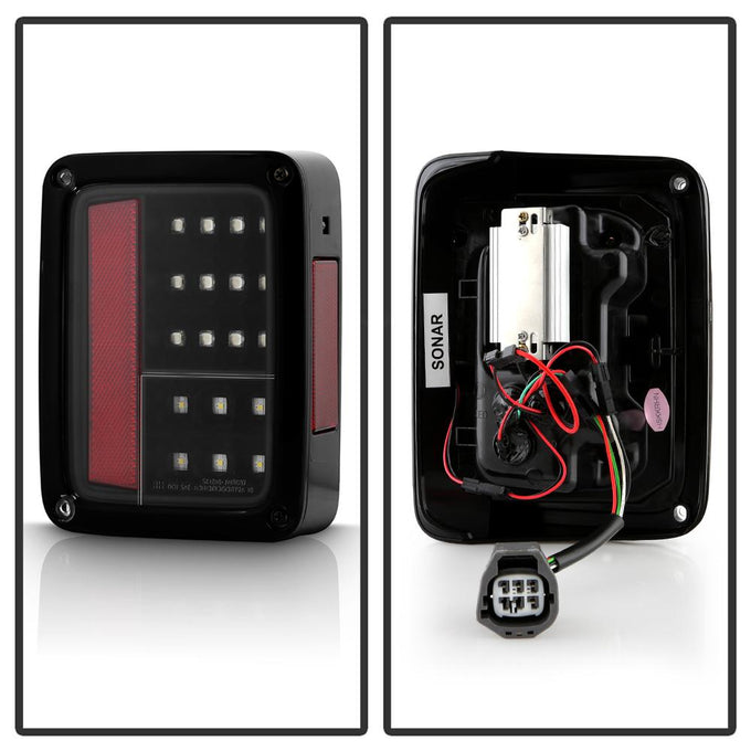 Black LED Tail Lights <br>07-17 Jeep Wrangler 18 Jeep Wrangler JK