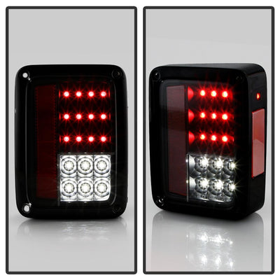 Black LED Tail Lights <br>07-17 Jeep Wrangler 18 Jeep Wrangler JK