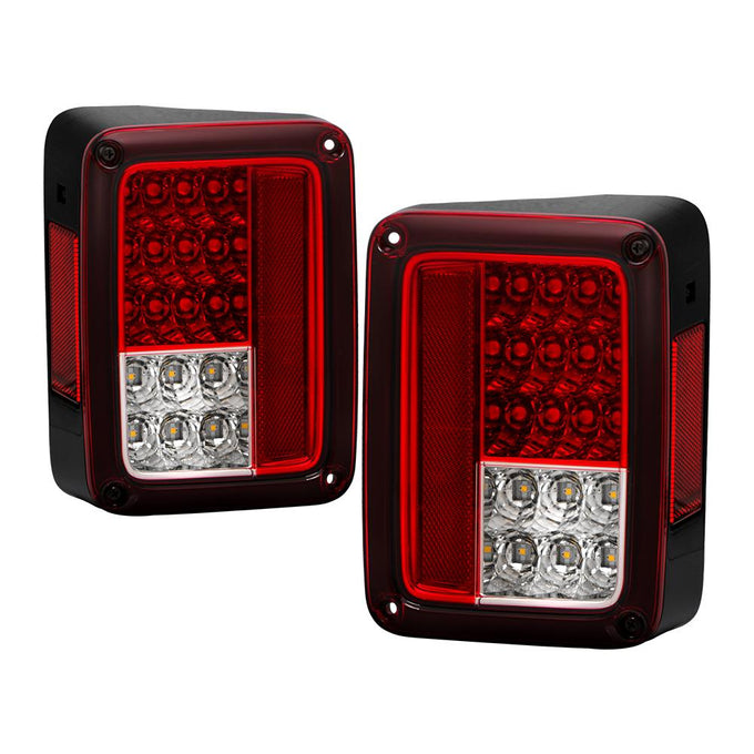 Red Clear LED Tail Lights <br>07-17 Jeep Wrangler 18 Jeep Wrangler JK