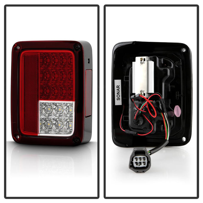 Red Clear LED Tail Lights <br>07-17 Jeep Wrangler 18 Jeep Wrangler JK