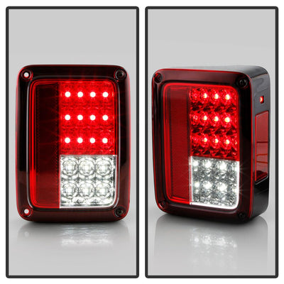 Red Clear LED Tail Lights <br>07-17 Jeep Wrangler 18 Jeep Wrangler JK