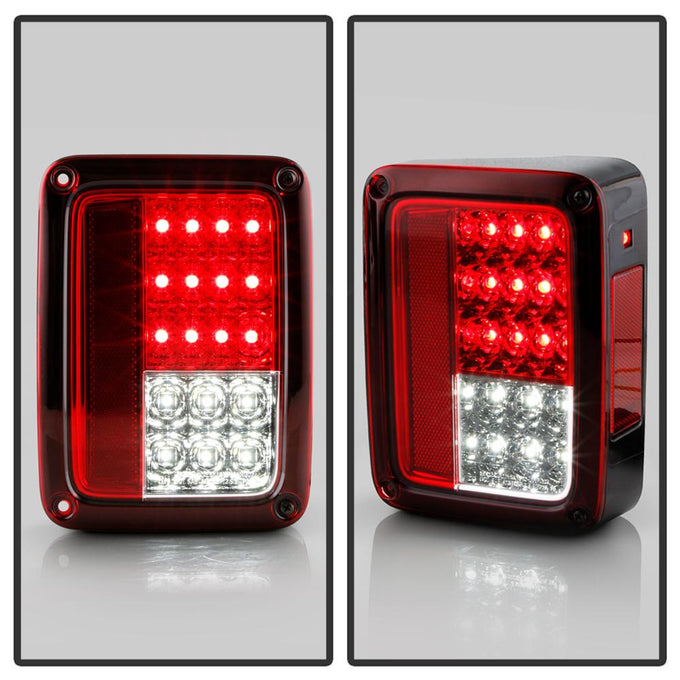 Red Clear LED Tail Lights <br>07-17 Jeep Wrangler 18 Jeep Wrangler JK