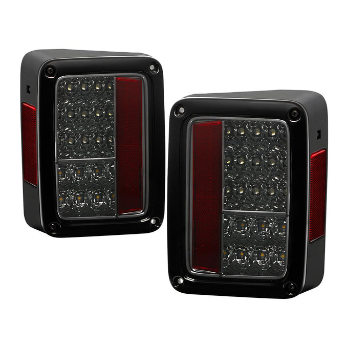 Smoke LED Tail Lights <br>07-17 Jeep Wrangler 18 Jeep Wrangler JK