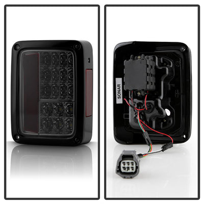 Smoke LED Tail Lights <br>07-17 Jeep Wrangler 18 Jeep Wrangler JK