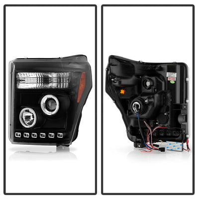 CCFL Halo Black DRL Projector Headlights <br>11-16 Ford F-250 F-350 F-450 Super Duty