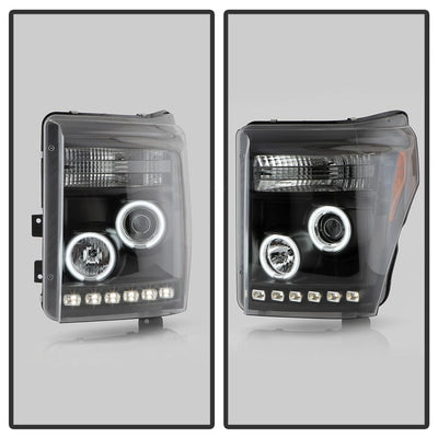 CCFL Halo Black DRL Projector Headlights <br>11-16 Ford F-250 F-350 F-450 Super Duty