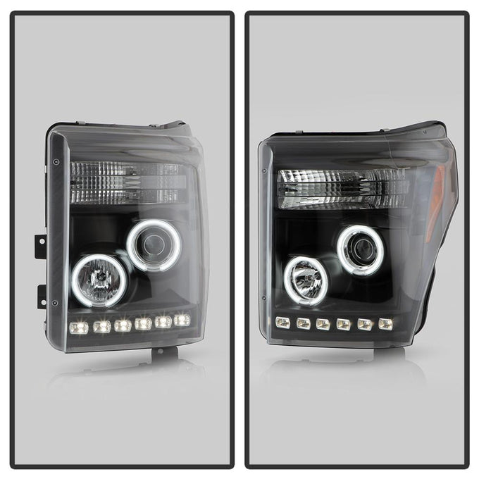 CCFL Halo Black DRL Projector Headlights <br>11-16 Ford F-250 F-350 F-450 Super Duty