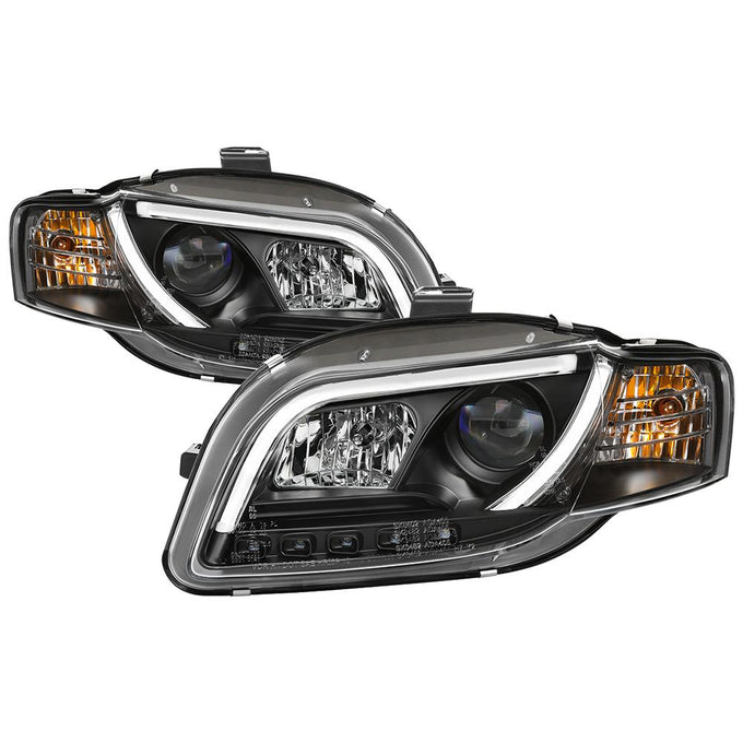 Light Tube Black DRL Projector Headlights <br>06-08 Audi A4 A4 Quattro