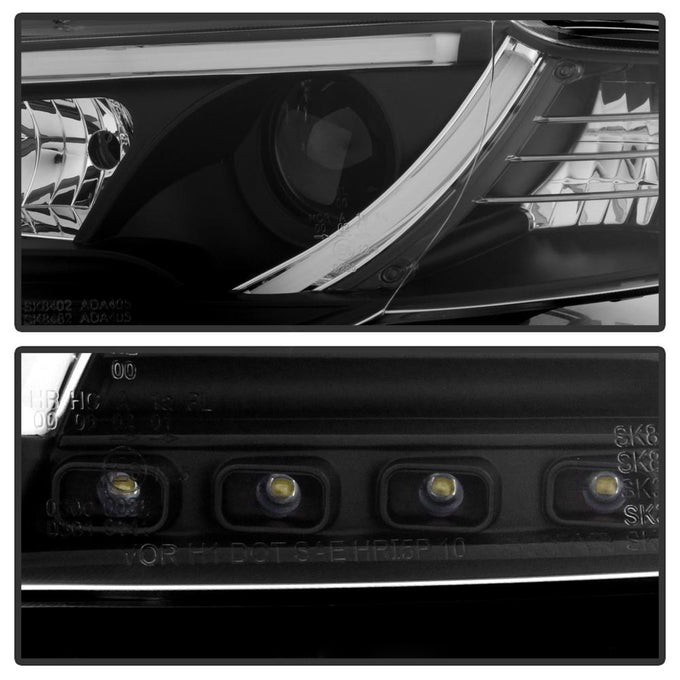 Light Tube Black DRL Projector Headlights <br>06-08 Audi A4 A4 Quattro