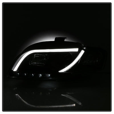 Light Tube Black DRL Projector Headlights <br>06-08 Audi A4 A4 Quattro