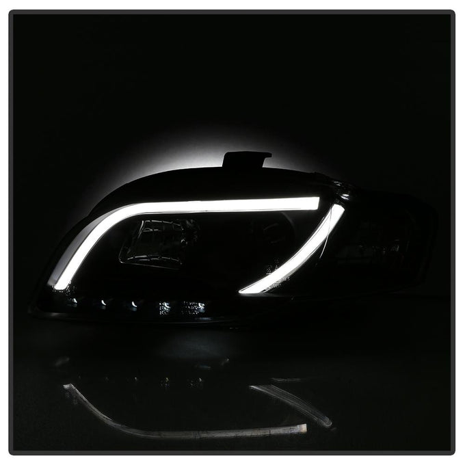 Light Tube Black DRL Projector Headlights <br>06-08 Audi A4 A4 Quattro