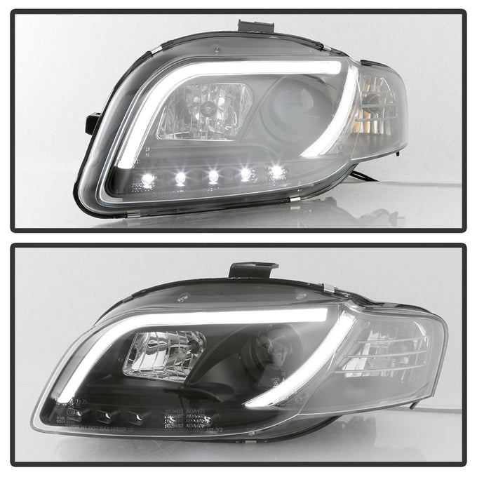 Light Tube Black DRL Projector Headlights <br>06-08 Audi A4 A4 Quattro