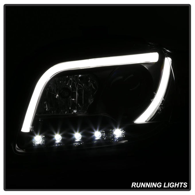 Light Tube Black DRL Projector Headlights <br>06-08 Audi A4 A4 Quattro