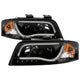 Light Tube Black DRL Projector Headlights <br>02-04 Audi A6 A6 Quattro