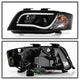 Light Tube Black DRL Projector Headlights <br>02-04 Audi A6 A6 Quattro