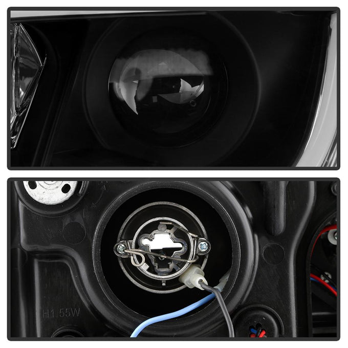 Light Tube Black DRL Projector Headlights <br>02-04 Audi A6 A6 Quattro
